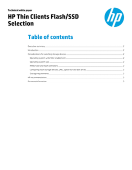 HP Thin Clients Flash/SSD Selection