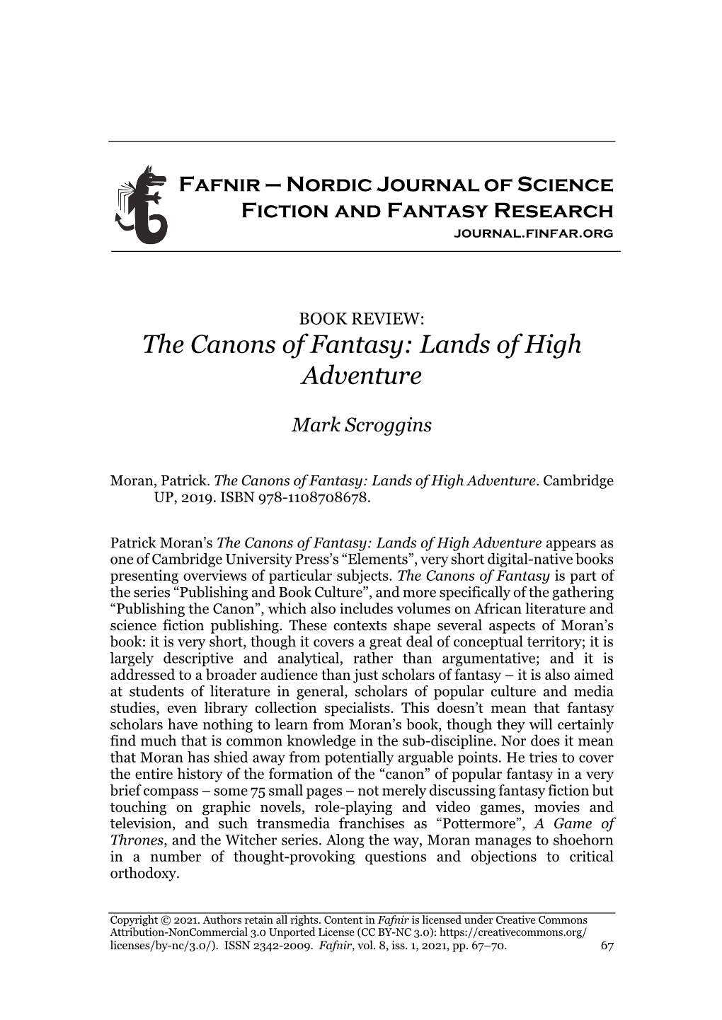 The Canons of Fantasy: Lands of High Adventure