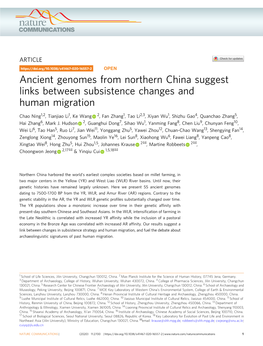 Ancient Genomes from Northern China Suggest Links Between Subsistence Changes and Human Migration