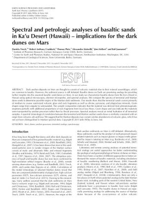 Hawaii) – Implications for the Dark Dunes on Mars