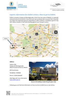 Logistic Information for Cedint Visitors: How to Get to Cedint