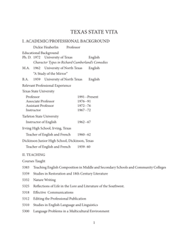 Texas State CV 2018.Indd