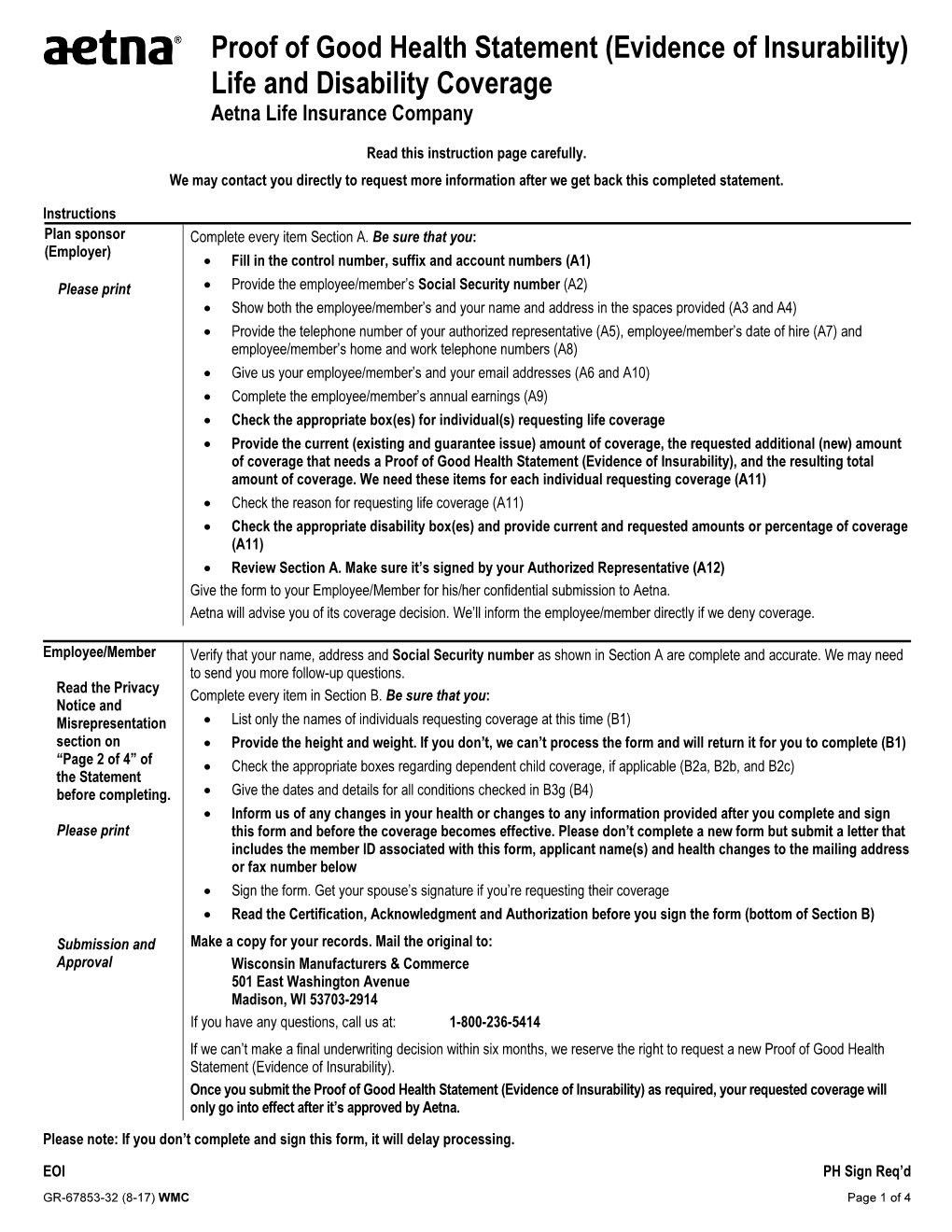 Evidence of Insurability Form