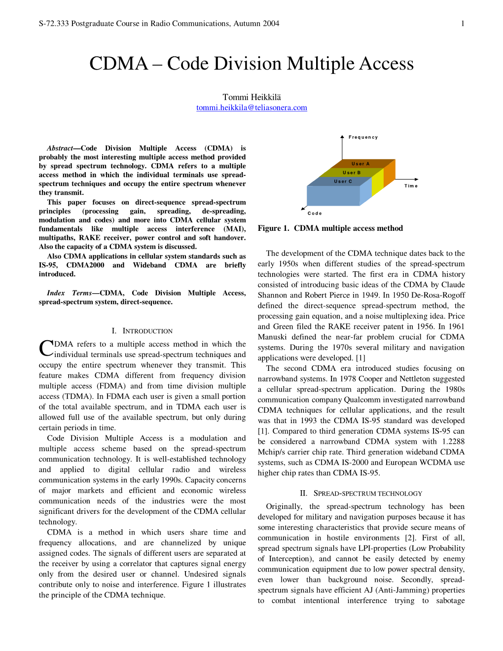 CDMA – Code Division Multiple Access