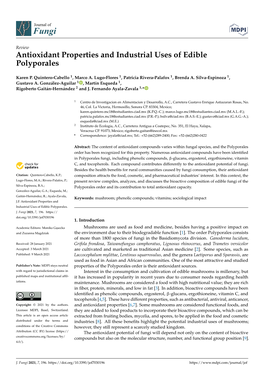 Antioxidant Properties and Industrial Uses of Edible Polyporales