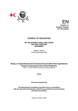 Study on Operational and Commercial and Other Non-Operational Issues Involving the Use of the Emblems (Item 7.3 of the Draft Provisional Annotated Agenda)