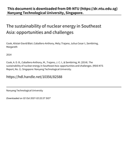 The Sustainability of Nuclear Energy in Southeast Asia: Opportunities and Challenges