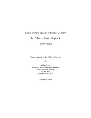 Status of Plant Species of Special Concern in US Forest Service