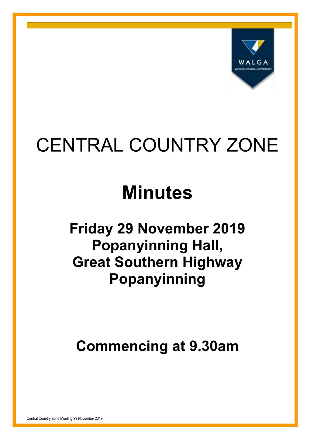 CENTRAL COUNTRY ZONE Minutes