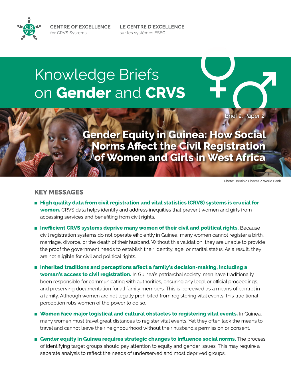 Gender Equity in Guinea: How Social Norms Affect the Civil Registration of Women and Girls in West Africa