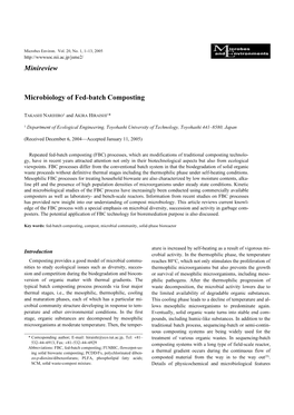 Minireview Microbiology of Fed-Batch Composting