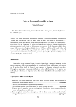 Notes on Bryaceae (Bryopsida) in Japan