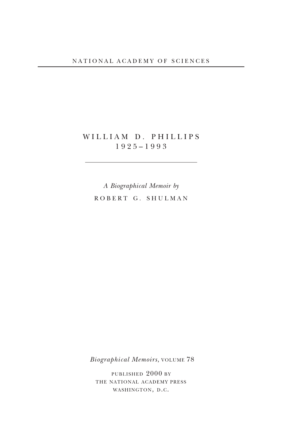 William D. Phillips 1925–1993