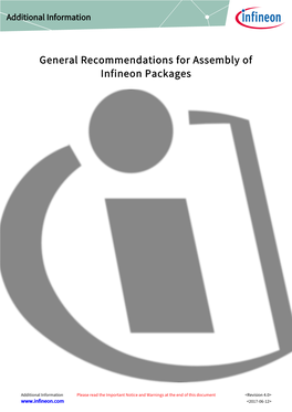 General Recommendations for Assembly of Infineon Packages