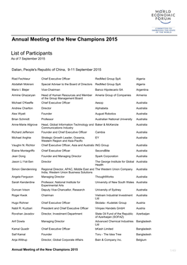 Annual Meeting of the New Champions 2015 List of Participants