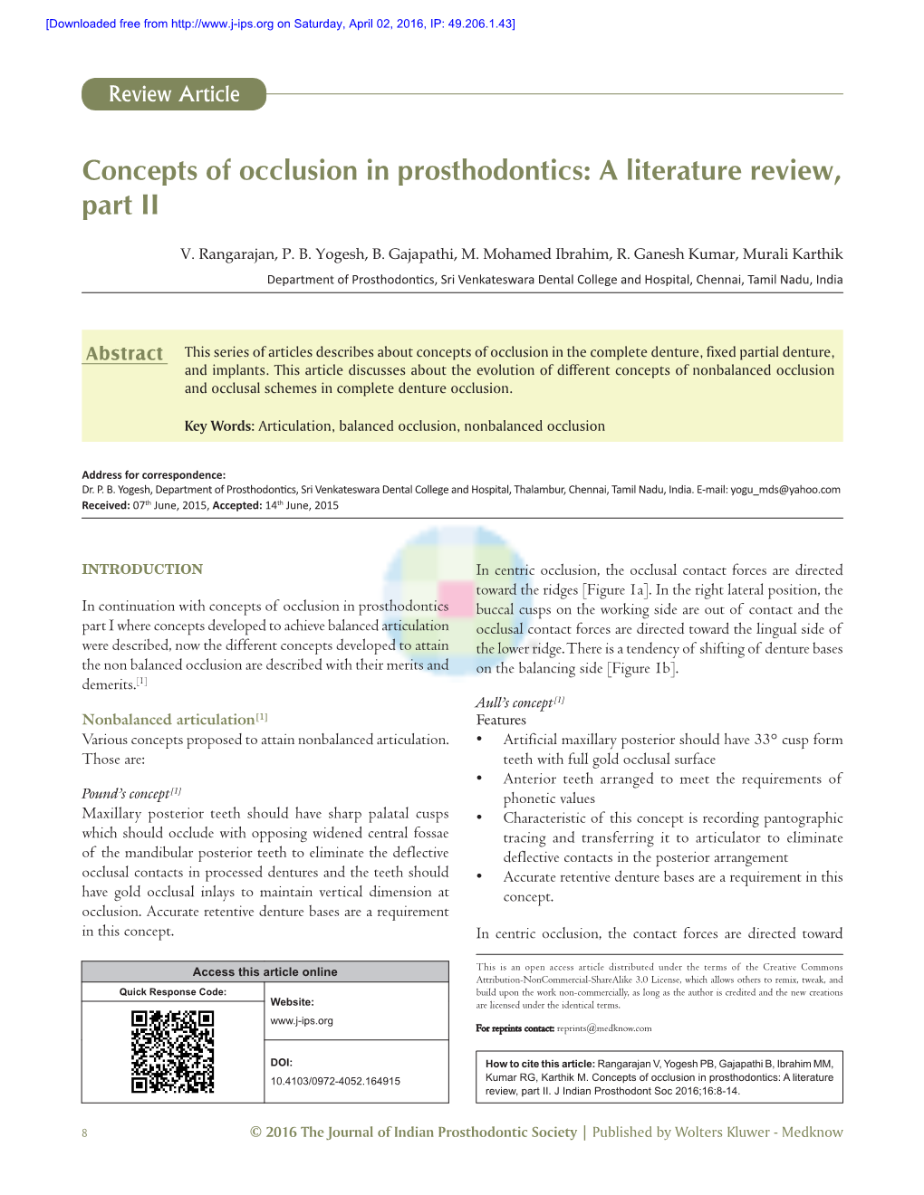 concepts of occlusion in prosthodontics a literature review part ii