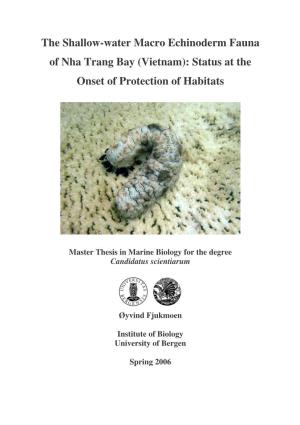 The Shallow-Water Macro Echinoderm Fauna of Nha Trang Bay (Vietnam): Status at the Onset of Protection of Habitats