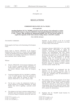 EU) No 394/2011 of 20 April 2011 Amending Regulation (EC