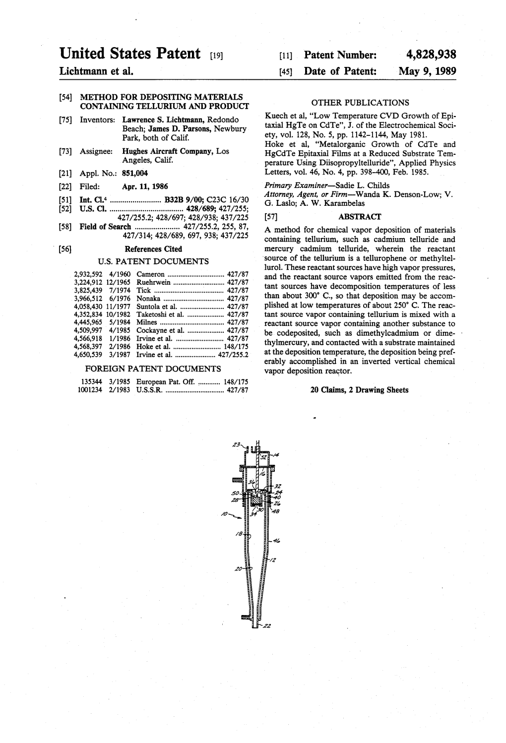 United States Patent [191 [11] Patent Number: 4,828,938 Lichtmann Et A1