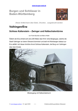 Burgen Und Schlösser in Baden-Württemberg Vaihingen/Enz