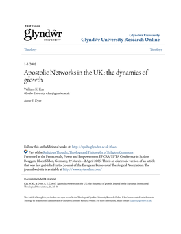 Apostolic Networks in the UK: the Dynamics of Growth William K