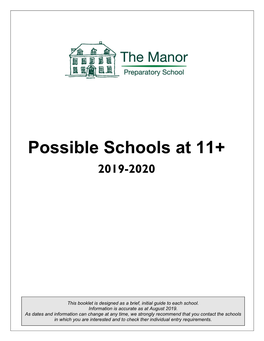 Possible Schools at 11+