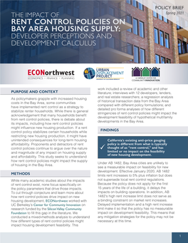 The Impact of Rent Control Policies on Bay Area Housing Supply: Developer Perceptions and Development Calculus