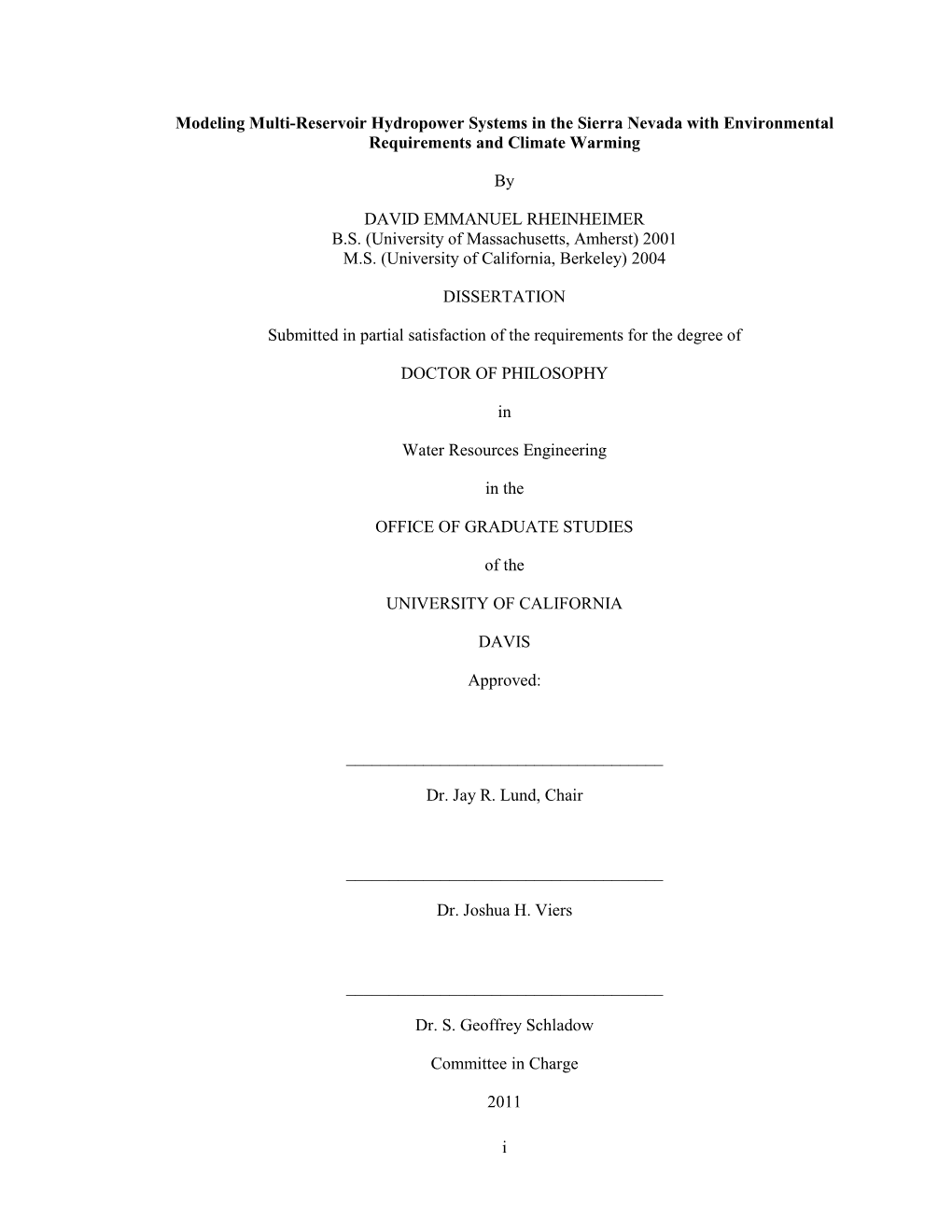 Modeling Multi-Reservoir Hydropower Systems in the Sierra Nevada with Environmental Requirements and Climate Warming