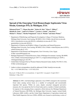 Spread of the Emerging Viral Hemorrhagic Septicemia Virus Strain, Genotype Ivb, in Michigan, USA