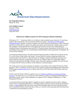 Jennifer O'shea Joshea@Aga.Org (202) 824-7023 Natural Gas Utilities