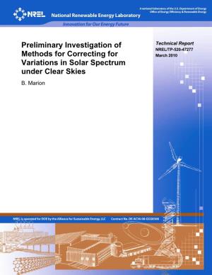 Preliminary Investigation of Methods for Correcting Variations in Solar