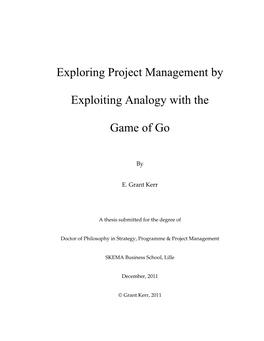 Exploring Project Management by Exploiting Analogy with the Game