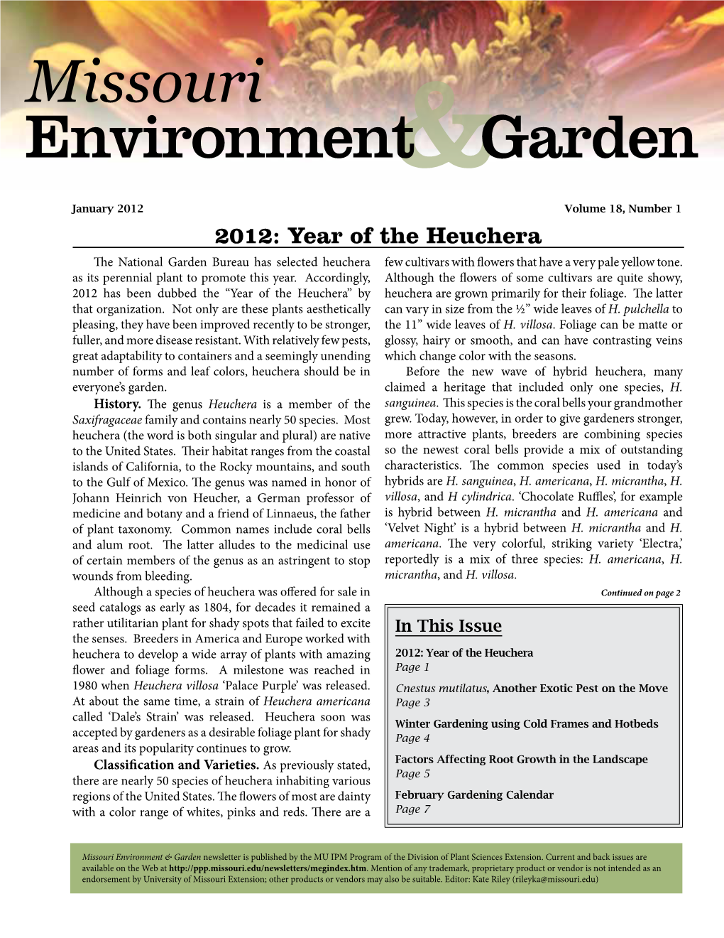 Missouri Environment and Garden Newsletter, January 2012