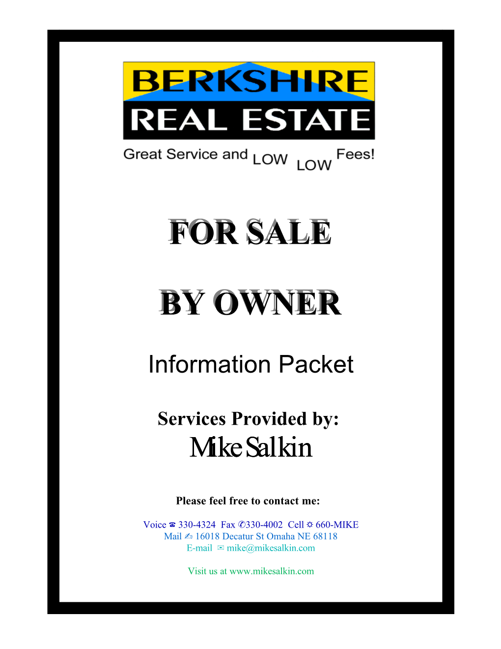 For Sale by Owner Information Packet