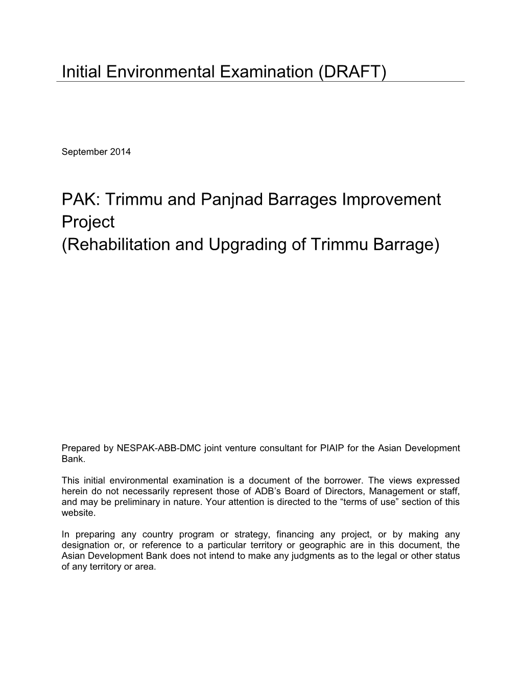 Rehabilitation and Upgrading of Trimmu Barrage)
