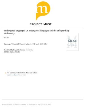 On Endangered Languages and the Safeguarding of Diversity