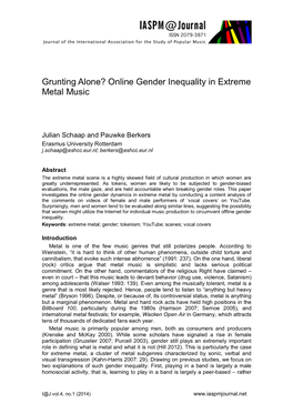 Online Gender Inequality in Extreme Metal Music