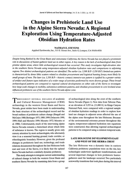 Changes in Prehistoric Land Use in the Alpine Sierra Nevada: a Regional Exploration Using Temperature-Adjusted Obsidian Hydration Rates