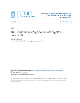 The Constitutional Significance of Forgotten Presedents