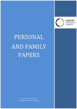 Personal and Family Papers Archive
