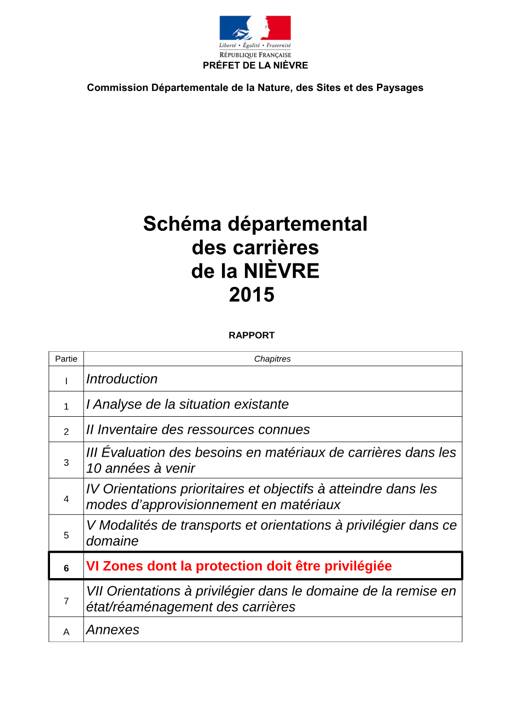 Schéma Départemental Des Carrières De La NIÈVRE 2015