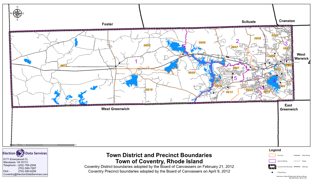 Town District And Precinct Boundaries Town Of Coventry Rhode Island 