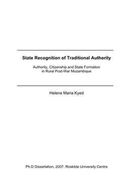 State Recognition of Traditional Authority