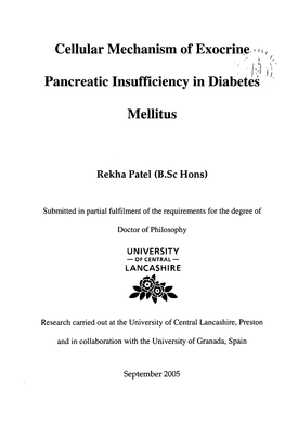 Cellular Mechanism of Exocrine. Pancreatic Insufficiency in Diabetes