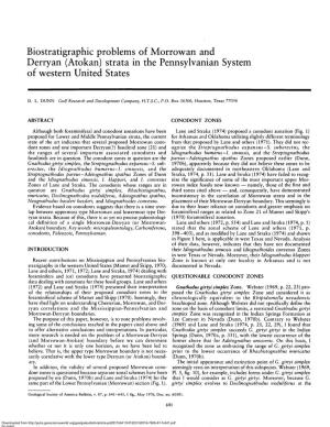 Biostratigraphic Problems of Morrowan and Derryan (Atokan) Strata in the Pennsylvanian System of Western United States