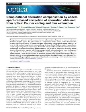 Aperture-Based Correction of Aberration Obtained from Optical Fourier Coding and Blur Estimation