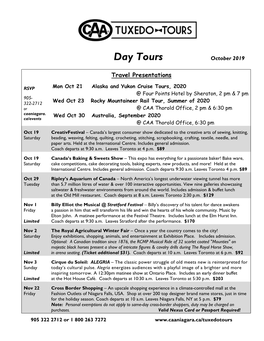 Day Tours October 2019