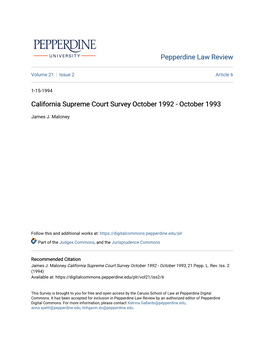 California Supreme Court Survey October 1992 - October 1993