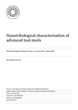 Nanotribological Characterization of Advanced Tool Steels