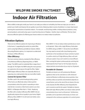 WILDFIRE SMOKE FACTSHEET Indoor Air Filtration